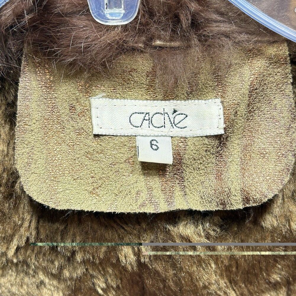 VTG Cache Penny Lane Suede Faux Fur Trim Boho Afghan Toggle Jacket Women’s 6 - Picture 7 of 15